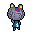 pixel sprite of ribbot from animal crossing