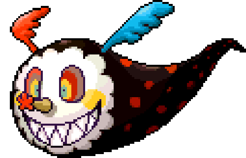 animated pixel sprite of charlotte the witch from the game 'grief syndrome'