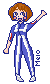 pixel sprite art of ochako uraraka in her ua sports uniform from boku no hero academia